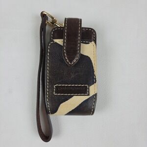 Dooney & Bourke Vintage Y2K Zebra Print Leather iPod Flip Phone Case Safari
